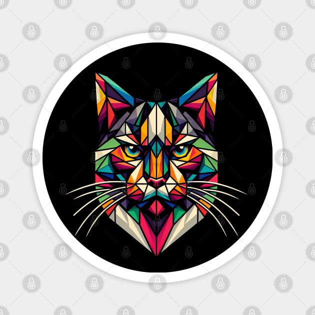 A Geometric Colorful Cat design Magnet by MakerMind8.2